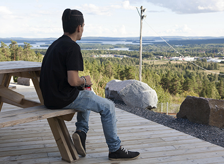 Alex Sangin, 21 år, Lugnets hoppbacke i Falun.