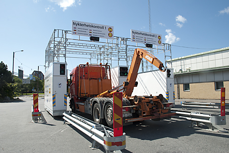 Alkobomm. 2013 testkördes den automatiska nykterhetskontrollen vid Stena Lines Tysklandsterminal i Göteborg.