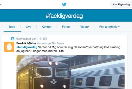 Inlägg på twitter #fackligvardag. Senaste inlägget på Twitter, när denna artikel publicerades.