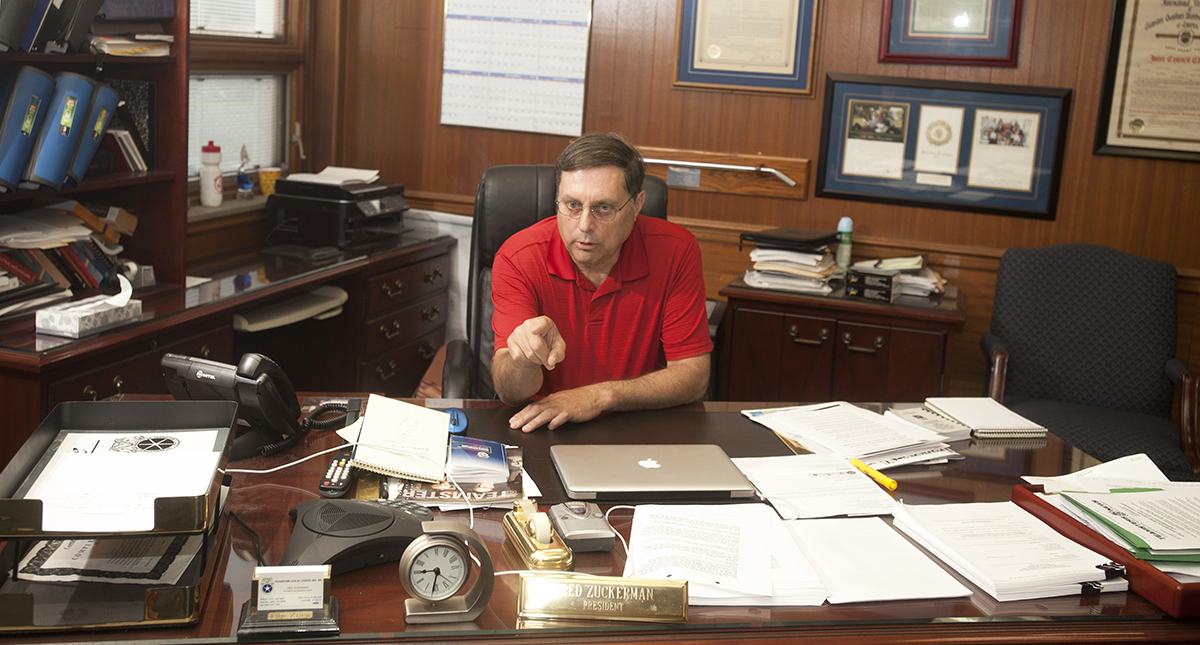 Fred Zuckerman, president of the International Brotherhood of Teamsters Union Local 89, in his Louisville, Kentucky office.) Zuckerman narrowly lost his bid to replace the union's national president, James P Hoffa. 18 May 2017