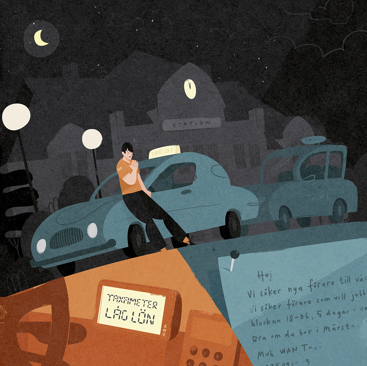 Illustration avtalsrörelsen taxi