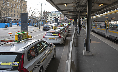 Taxibilar vid Göteborgs centralstation