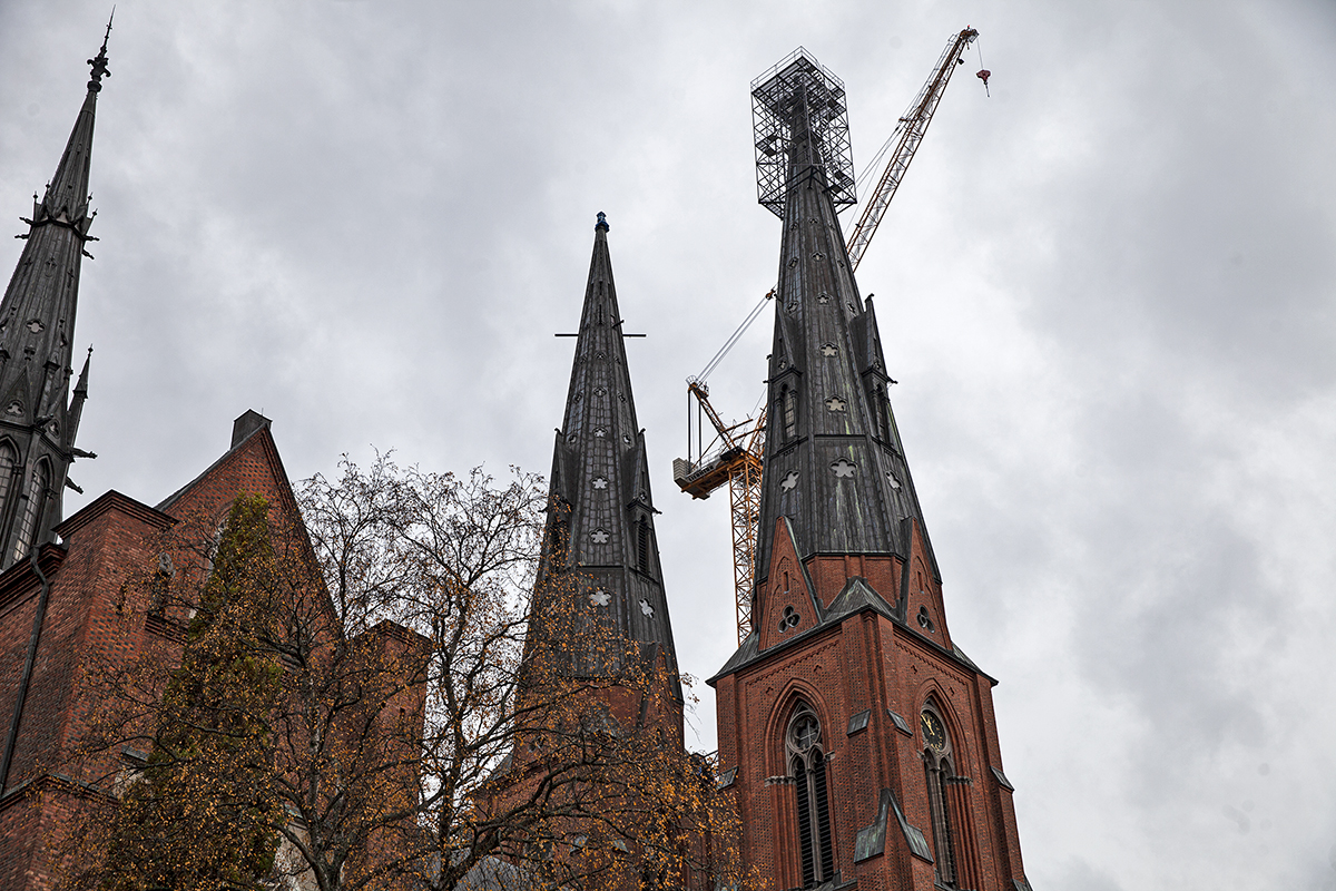 Uppsala domkyrka hösten 2020. En ständigt pågående renovering.