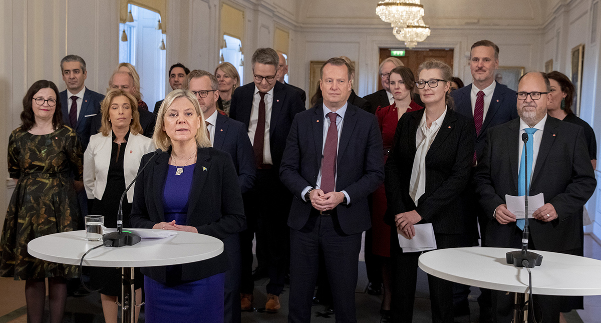 Statsministern presenterade ministrarna efter att hon valts av riksdagen. Foto: Ninni Andersson/Regeringskansliet