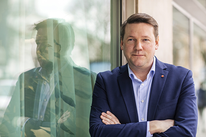 Tobias Baudin valdes till Socialdemokraternas partisekreterare i november 2021. Han kom närmast från posten som ordförande i Kommunal. Foto: Pernilla Ahlsén