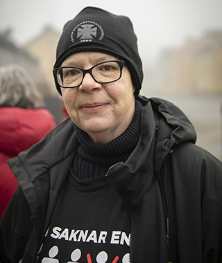 Skyddsombudet Jamie Svensson kom till tingsrätten i Varberg för att visa stöd till Andreas Ehm vid rättegången. Foto: John Antonsson
