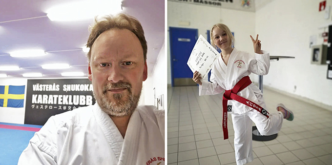 Gemensamt intresse. Både Jocke och dottern Mary-Jill tränar karate. Foto: Privat