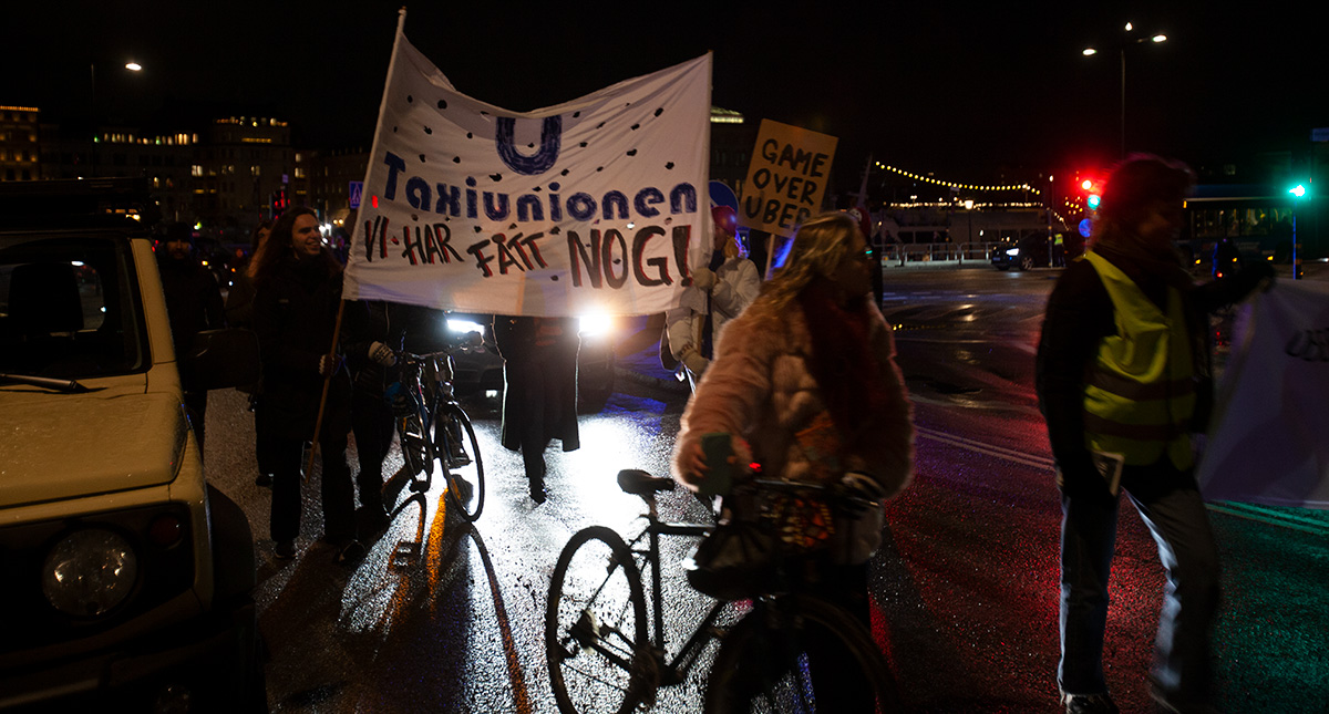 Taxiunionens manifestation den 10 januari 2023.