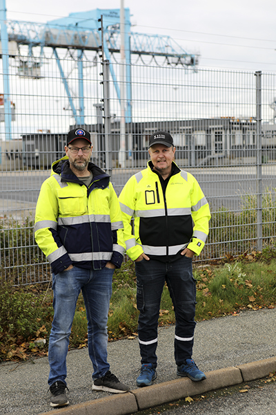 APM Terminalsklubbens ordförande Daniel Börjesson och kassören, tillika skyddsombudet, Peter Saltvik. Foto: John Antonsson