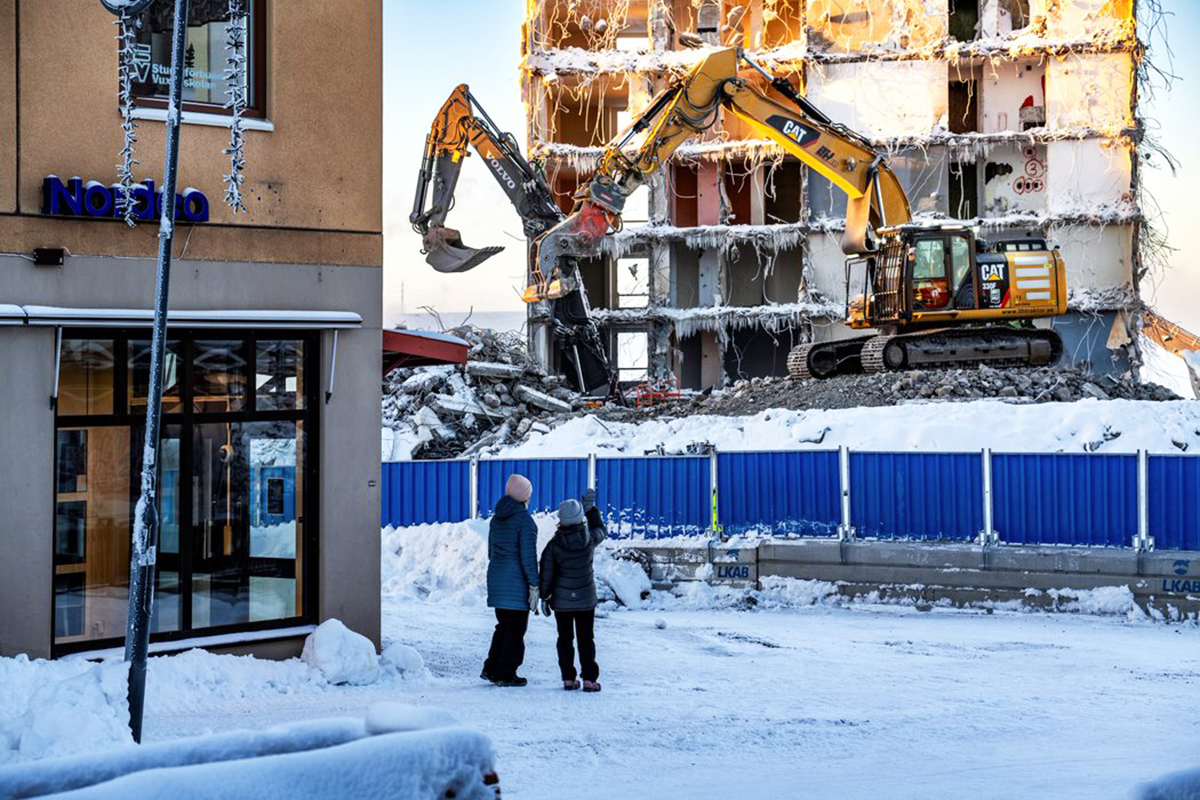 ”Spottkoppen”, ett av de klassiska Erskine-husen i Kiruna. Foto: Lars Sjölund