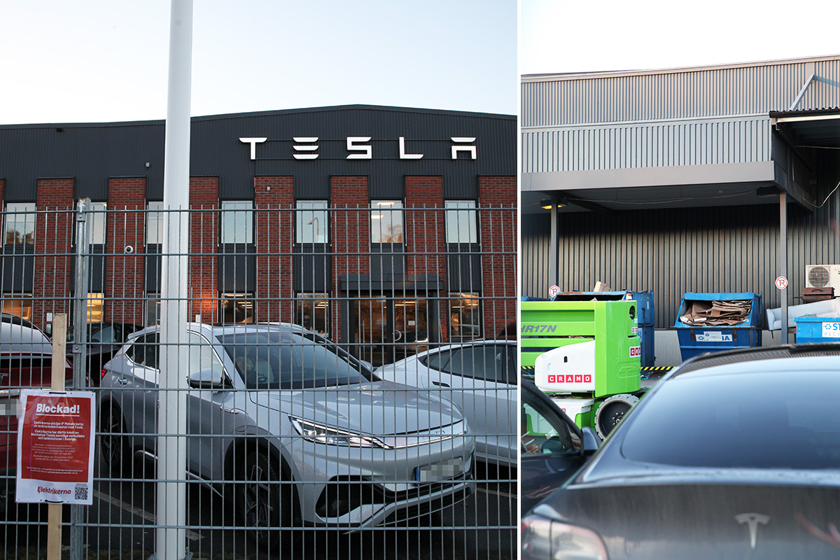 Teslas verkstad i Segeltorp. Foto: Lilly Hallberg