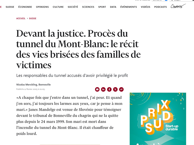 Artikel i fransk tidning under rättegången 2005.