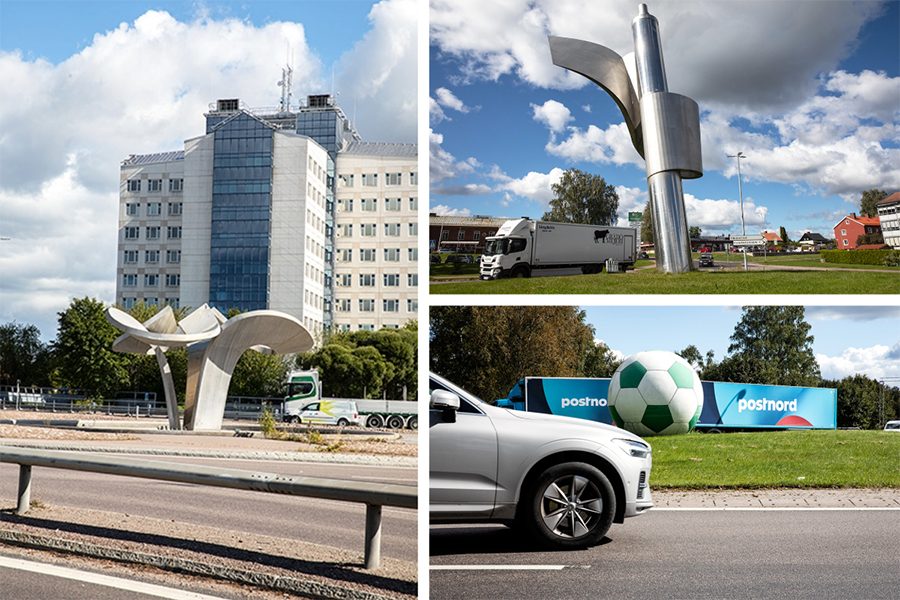 Kollage med 3 rondeller i Borlänge.