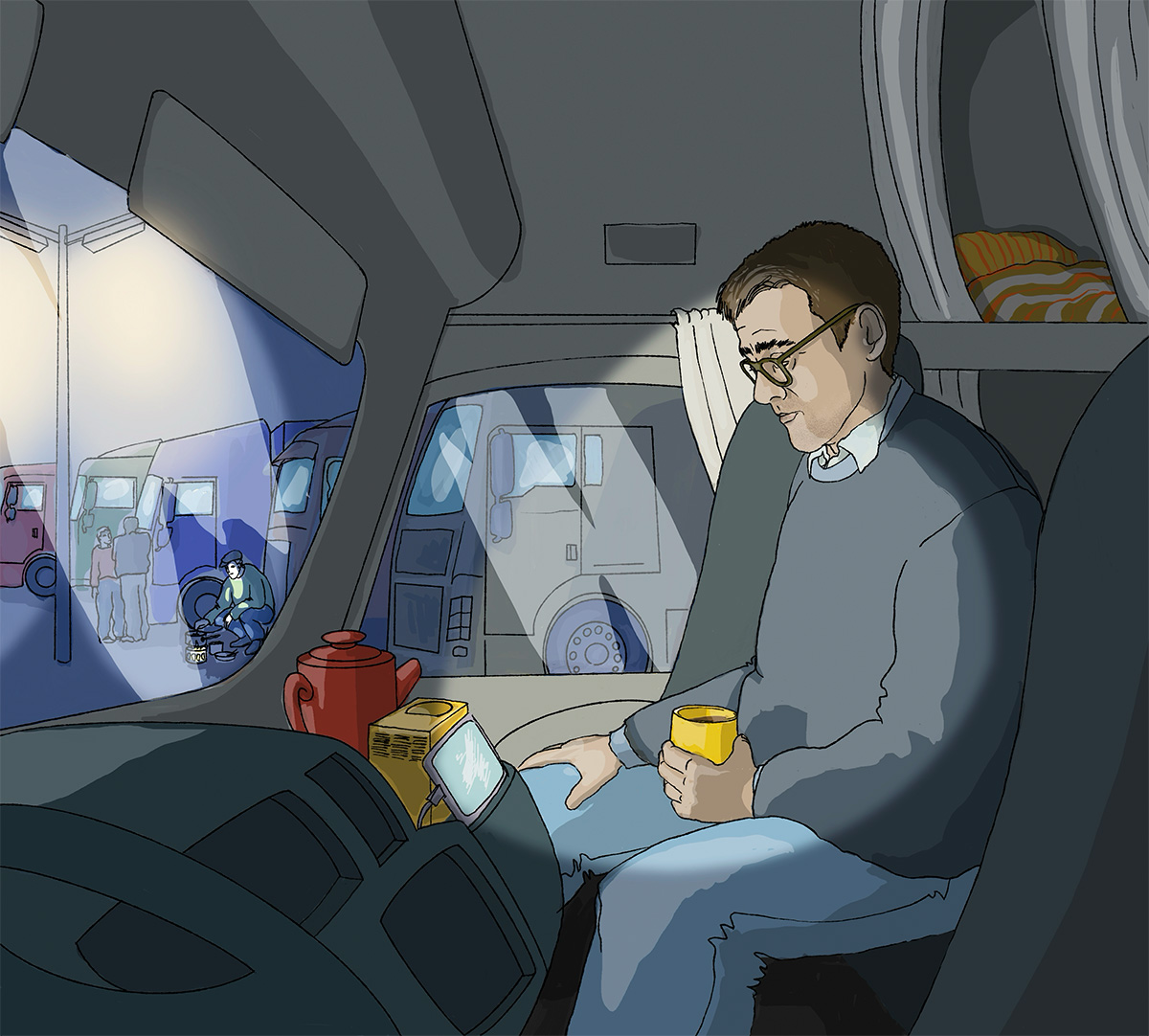 Illustration till lönedumpning rumänska chaufförer av Ingrid Fröhlich
