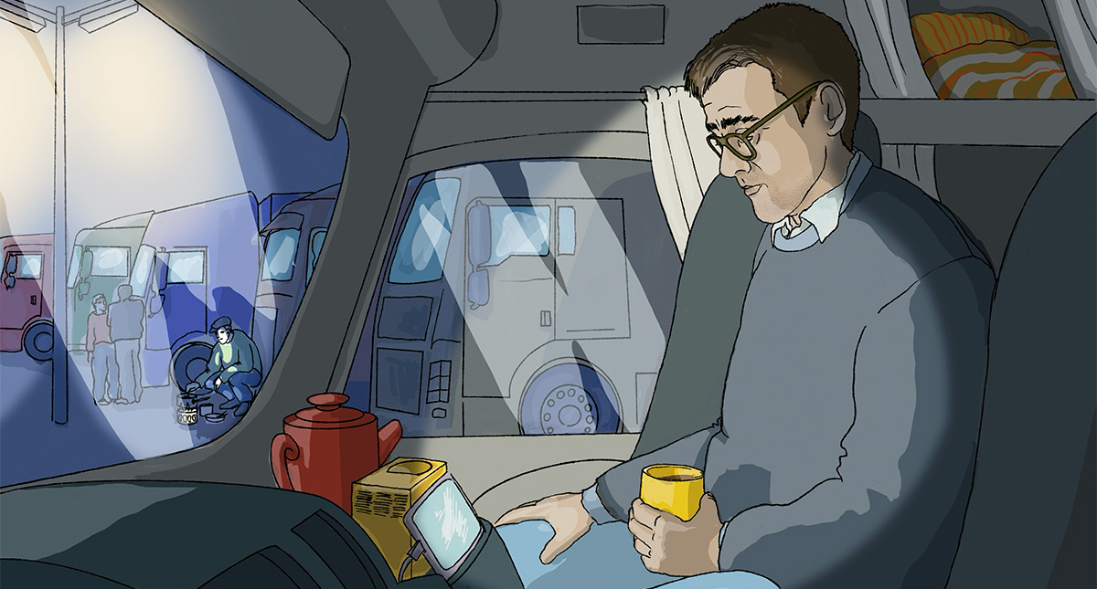 Illustration till lönedumpning rumänska chaufförer av Ingrid Fröhlich