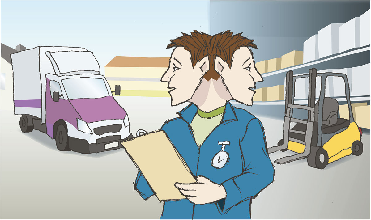 Vad gäller vid kombinerad tjänst som chaufför/transportledare/­terminalarbete? Illustration: Martin Heap