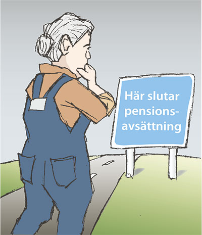 Jobb till 67, men arbetsgivarens inbetalningar till tjänstepensionen upphör när du fyllt 65. Illustration: Martin Heap